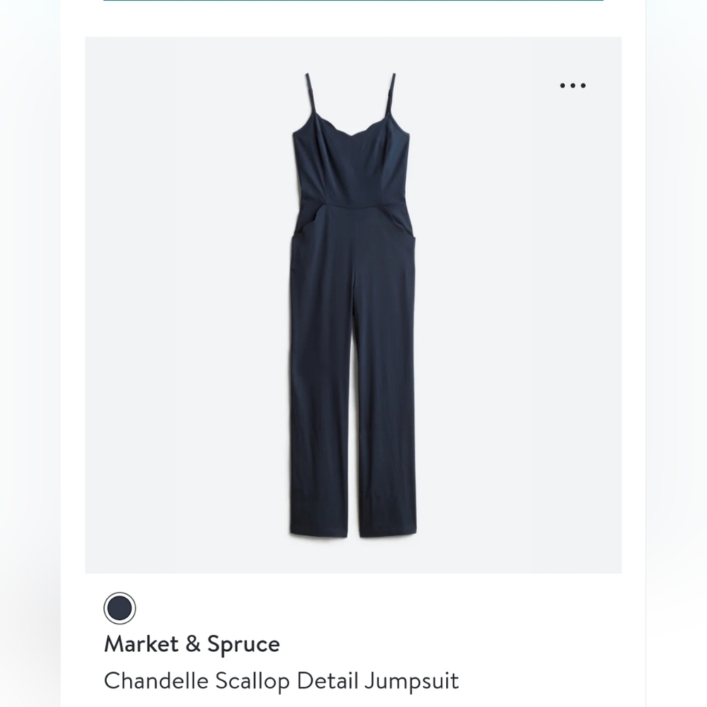 Stitch Fix: Market & Spruce Chandelle Scallop Detail Jumpsuit. Navy, Small, Sm